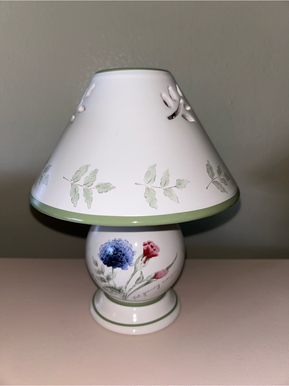 LENOX Artist Sketchbook Candle Floral Lamp 8" Tea Light Louise Le Luyer
